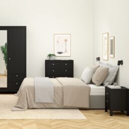 Madrid Bedside Table 2 Drawers in Matt Black - thumbnail 4