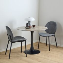 Malta Ceramic Round Dining Table Brown/Black 90x75cm - thumbnail 1