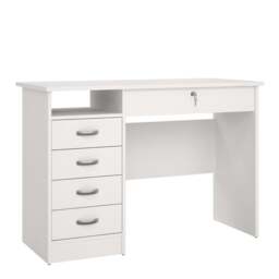 Function Plus Desk with 5 Drawers in White - thumbnail 1