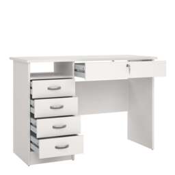 Function Plus Desk with 5 Drawers in White - thumbnail 4