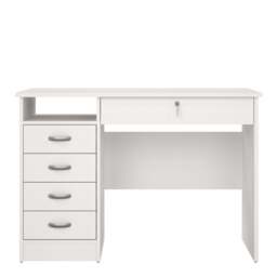 Function Plus Desk with 5 Drawers in White - thumbnail 2