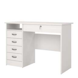 Function Plus Desk with 5 Drawers in White - thumbnail 3