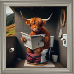 AN1118 HIGHLAND COW ON TOILET --- - thumbnail 4