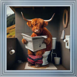 AN1118 HIGHLAND COW ON TOILET --- - thumbnail 5