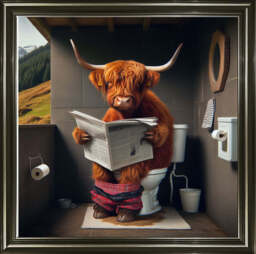 AN1118 HIGHLAND COW ON TOILET --- - thumbnail 2