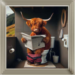 AN1118 HIGHLAND COW ON TOILET --- - thumbnail 3