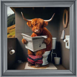 AN1118 HIGHLAND COW ON TOILET --- - thumbnail 6