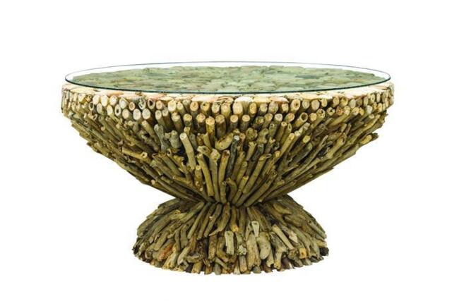Umbrin Round Coffee Table w Glass Top - image 1
