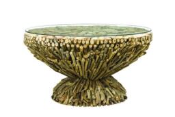 Umbrin Round Coffee Table w Glass Top - thumbnail 1