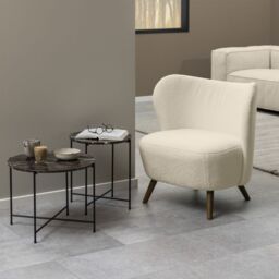 Avila Side Table with Brown Marble Top 42x45cm - thumbnail 3