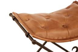 Solace Brown Leather & Iron Folding Stool - thumbnail 4