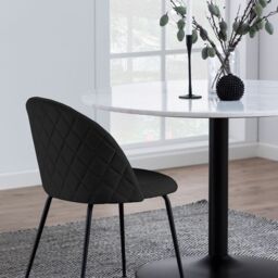 Tarifa Round Dining Table with White Polished Marble Top and Black Base 110x75cm - thumbnail 3