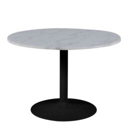 Tarifa Round Dining Table with White Polished Marble Top and Black Base 110x75cm - thumbnail 4