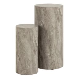 Dice Round Pedestal Set of 2 in Grey Marble and River Rough Paper - thumbnail 4
