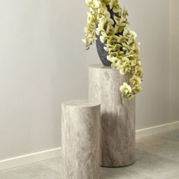 Dice Round Pedestal Set of 2 in Grey Marble and River Rough Paper - thumbnail 2