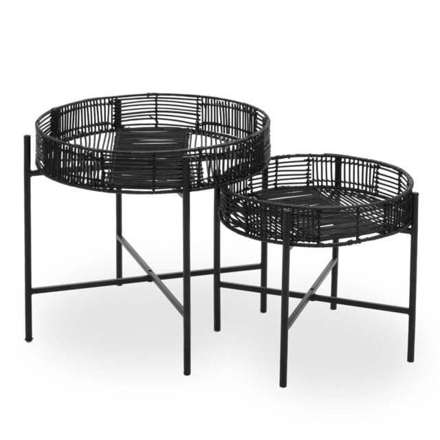 Fairmont Rattan Side Tables – Black (Set of 2) - image 1