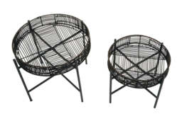 Fairmont Rattan Side Tables – Black (Set of 2) - thumbnail 5