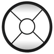 Black Wood Round Window Mirror