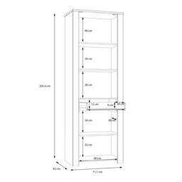 Bohol Narrow Display Cabinet with LED Lighting in Grey and Riviera Oak Finish - thumbnail 6