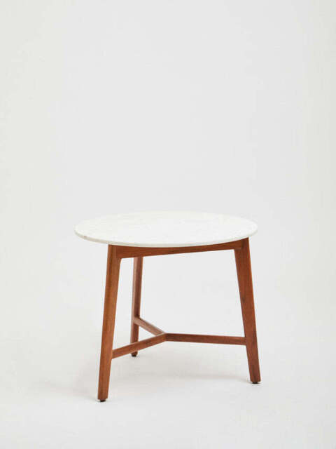 Altrincham White Marble Round Side Table – Luxury Accent Table - image 1