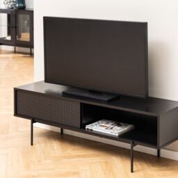 Angus TV Unit with 1 Sliding Door in Black - thumbnail 3