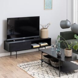 Angus TV Unit with 1 Sliding Door in Black - thumbnail 1