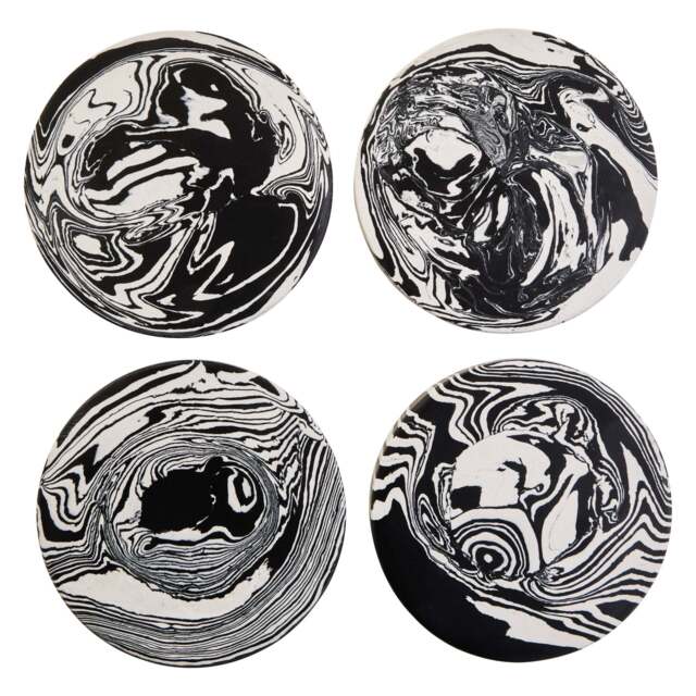 Four Marble Set Black White of Delmorae and Coasters - image 1