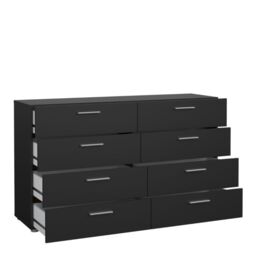 Pepe Wide Chest of 8 Drawers in Black - thumbnail 3