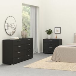 Pepe Wide Chest of 8 Drawers in Black - thumbnail 1