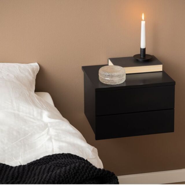 Avignon Bedside Table with 2 Drawers in Black - image 1