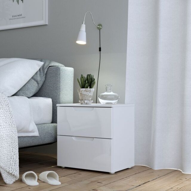 Sienna Bedside Table in White Gloss - image 1
