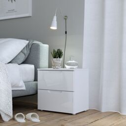 Sienna Bedside Table in White Gloss - thumbnail 1