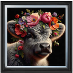 AN1571 FLORAL CROWN HIGHLAND BABY COW - thumbnail 2