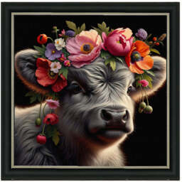 AN1571 FLORAL CROWN HIGHLAND BABY COW - thumbnail 3