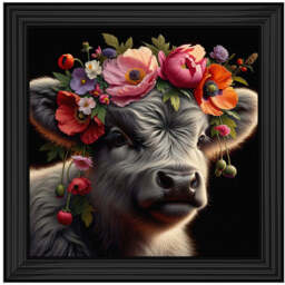 AN1571 FLORAL CROWN HIGHLAND BABY COW - thumbnail 4