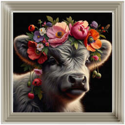 AN1571 FLORAL CROWN HIGHLAND BABY COW - thumbnail 6