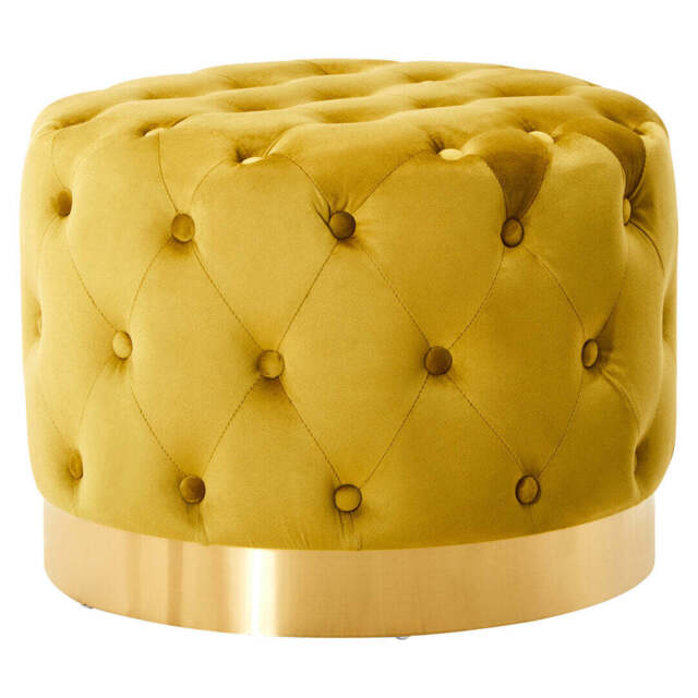 Linea Velvet Stool – Grey with Gold Base - image 1