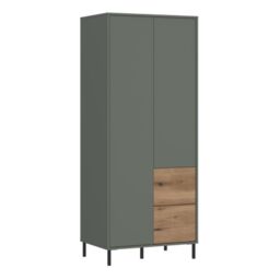 Darwin Wardrobe 2 Door 2 Drawer in Green/Oak - thumbnail 2