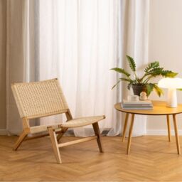 Lounge Chair in Off White & Oak  Carson Collection - thumbnail 2
