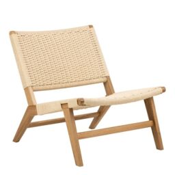 Lounge Chair in Off White & Oak  Carson Collection