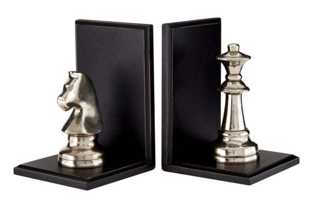 Vireo Townhouse Chess Piece Bookends – Silver