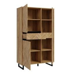 Nikomedes Display Cabinet in Spica Oak/Matt Black/Bartex Oak - thumbnail 3