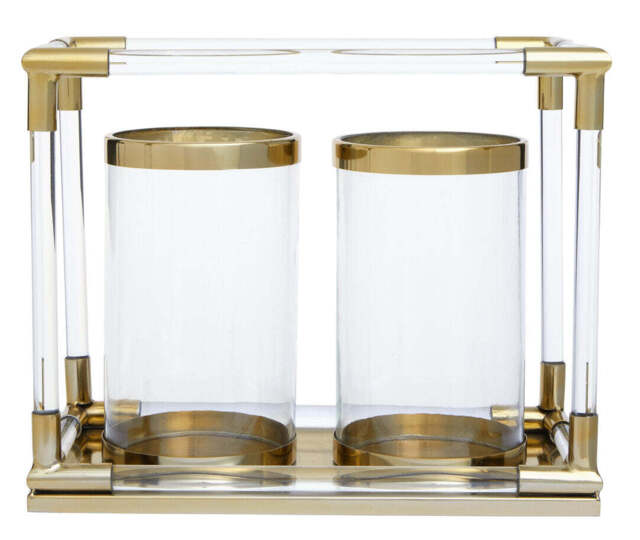 Aegean Double Candle Holder – Gold Finish & Acrylic - image 1