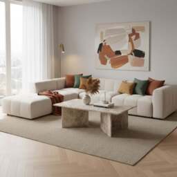 Vega Round Coffee Table with Brown Marble Large Top  90cm - thumbnail 2