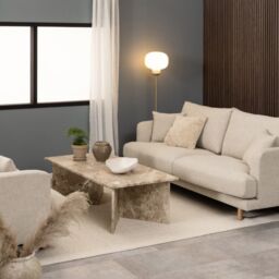 Vega Round Coffee Table with Brown Marble Large Top  90cm - thumbnail 4