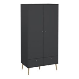 Cumbria Wardrobe with 2 Doors + 2 Drawers Dark Grey - thumbnail 2