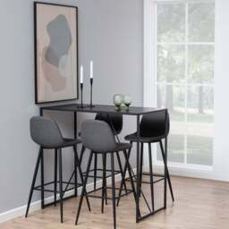 Seaford Black Metal Bar Table with Black Ash Top - thumbnail 4