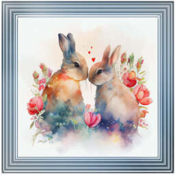 AN1544 TWO BUNNIES IN FLOWERS - thumbnail 6