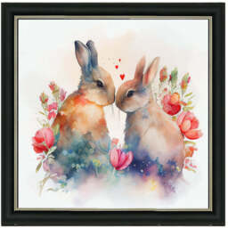 AN1544 TWO BUNNIES IN FLOWERS - thumbnail 2