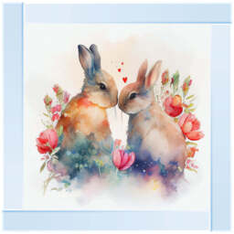 AN1544 TWO BUNNIES IN FLOWERS